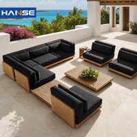 OEM ODM Maßgefertigtes Outdoor-Teakholz-Sofa-Set Umweltfreundliches Hof- und Terrassen-Sektionalsofa Schnell Trocknende Kissen Massivholz-Konstruktion