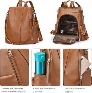 กระเป๋าเป้สะพายหลังสไตล์วินเทจ PU คุณภาพสูง แฟชั่นเกาหลี กันน้ำ ความจุต่ำกว่า 20 ลิตร กระเป๋าสะพายไหล่สุดหรูสำหรับไปโรงเรียน - Product Image 4