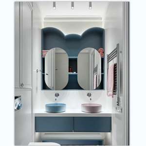 Meubles de salle de bain modernes et contemporains en PVC avec miroir de coiffeuse à LED, lavabo, solution de rangement de haute qualité, nouveau style populaire - Product Image 2