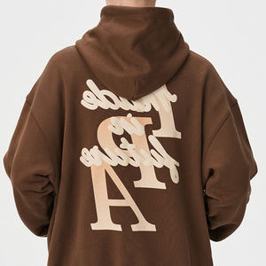 Sweat-shirts à capuche personnalisés pour hommes avec col montant, broderie 3D et logo sérigraphié, collection automne, tailles variées, sweat à capuche gaufré - Product Image 4