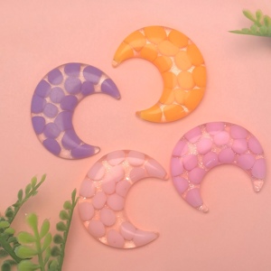 Cabochon large <span class=keywords><strong>lune</strong></span> à dos plat coloré assorti Kawaii DIY résine artisanat décoration <span class=keywords><strong>lune</strong></span> avec paillettes embellissement - Product Image 3