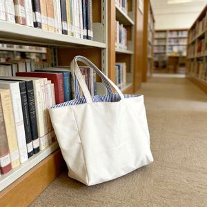 <b>Large</b> Capacity Striped Tote Reversible Double Sided Shoulder Embroidered Canvas for Women Daily Shopping <b>Bag</b> - Product Image 4