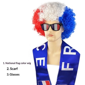 Vente en gros <span class=keywords><strong>de</strong></span> kits promotionnels personnalisés avec logo pour événements sportifs : écharpe, perruque et lunettes <span class=keywords><strong>de</strong></span> soleil à thème drapeau national <span class=keywords><strong>de</strong></span> football - Product Image 3