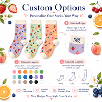 Chaussettes décontractées mignonnes et tendance pour femmes, en coton respirant, avec logo sur le bord, design créatif et amusant, chaussettes amusantes à motifs de fruits de dessin animé