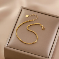 Fabricant de bijoux fins en or AU750 en gros, chaîne torsadée de 1 mm de haute qualité, bracelet en or 18 carats pour femme, cadeau