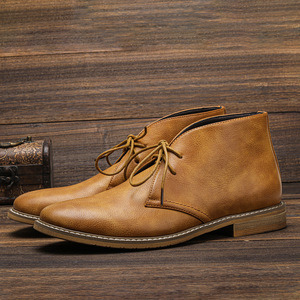 Botas de Tobillo para <span class=keywords><strong>Hombre</strong></span> de Alta Calidad, Personalizadas, con Punta Puntiaguda, con Cordones, de Cuero PU, Estilo Chelsea, Botas Retro de Desierto para <span class=keywords><strong>Hombre</strong></span> - Product Image 3