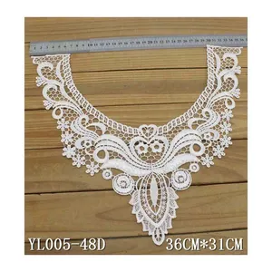 Embroidery neck lace water soluble cotton cuello de encaje de guipur two sides guipure lace collar