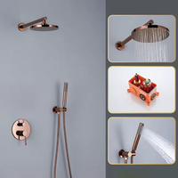 Ensemble de robinet de douche à effet pluie de luxe de 8 pouces Ensemble de mitigeurs de douche muraux Combo en or rose
