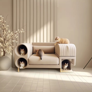 Mobilier de luxe moderne pour chat, en bois et plastique, imperméable, design niche d'arbre, avec lit douillet et fermeture éclair, pour usage intérieur - Product Image 1