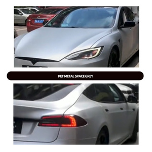 Rollo de pegatinas de vinilo para envoltura de coche de PVC metálico plateado cepillado, película protectora autoadhesiva para el cuerpo de mascotas, resistente a los arañazos, cambio de Color - Product Image 2