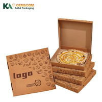 Boîte à pizza personnalisée en kraft, emballage alimentaire imprimé avec trous d'aération, logo pour la livraison de restaurants, plats à emporter, boulangerie par KAKA