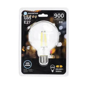 Lampadina LED a filamento G95 E27 8W trasparente, ideale per illuminazione decorativa ed efficienza energetica in spazi interni. - Product Image 2