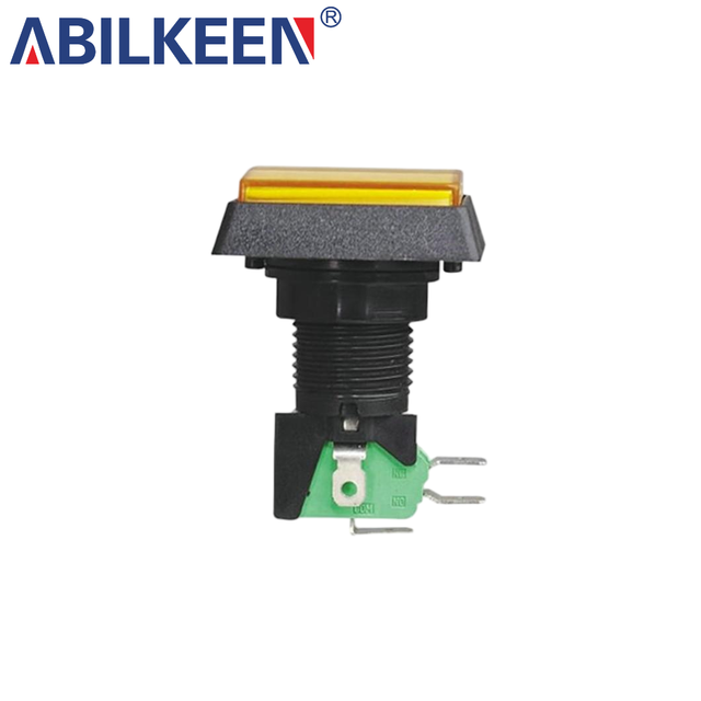 12mm Rectangle Illuminated LED Push Button Switch Micro Switch 16A 250V on Off Operation for Arcade Game Machines Control Panel