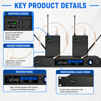 Système de microphone sans fil UHF à double canal SPQ2-T True Diversity, idéal pour les spectacles sur scène