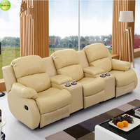 Sofá Reclinable de Cuero de Lujo para Cine en Casa con Mesa de Centro, Sofá Funcional para Sala de Estar, Conjunto de Sofás Reclinables de 3+2+1 Plazas, Modelo 8620