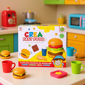 Crea Fast Food Playdough Set 19x23 Cm With Molds And Tools For Kids 3+ Years - Product Image 3