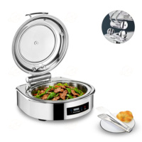 YITIAN Chauffe-Plats Professionnel pour Buffet avec Écran Tactile LED, en Acier Inoxydable Argenté, Ensemble de Plats Chauffants pour Traiteur