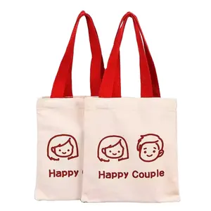 Cadeau de mariage sac fourre-tout en toile imprimée personnalisée sac à provisions recyclable cadeaux de mariage