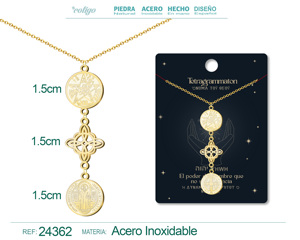 Collana in acciaio inox Tetragramton oro con nodo della strega e Saint Benedict portafortuna e protezione collana amuleto - Product Image 5