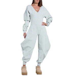 2025 di moda di canale autunno scollo a V a maniche lunghe con spillette <span class=keywords><strong>larghe</strong></span> <span class=keywords><strong>tute</strong></span> <span class=keywords><strong>larghe</strong></span> da donna Casual e calde <span class=keywords><strong>tute</strong></span> - Product Image 2