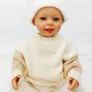 Pinuotu Baby Knitted Sweater Kids Color Block Sleeve Jumpers Cotton Knit Baby Tops Clothes New Born Unisex Pullovers