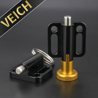 Piston d'indexation série VCN246 avec support à bride, poignée à bouton et anneau de traction, goupille de positionnement rétractable à ressort