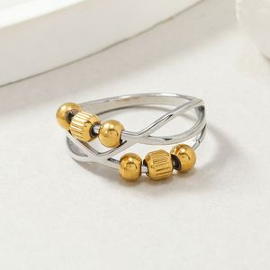 No Fade Stainless Steel Anxiety <b>Ring</b> for Women Multi Layers Open Adjustable <b>Spinner</b> Fidget Beads <b>Rings</b> for Anxiety Worry <b>Ring</b> - Product Image 5