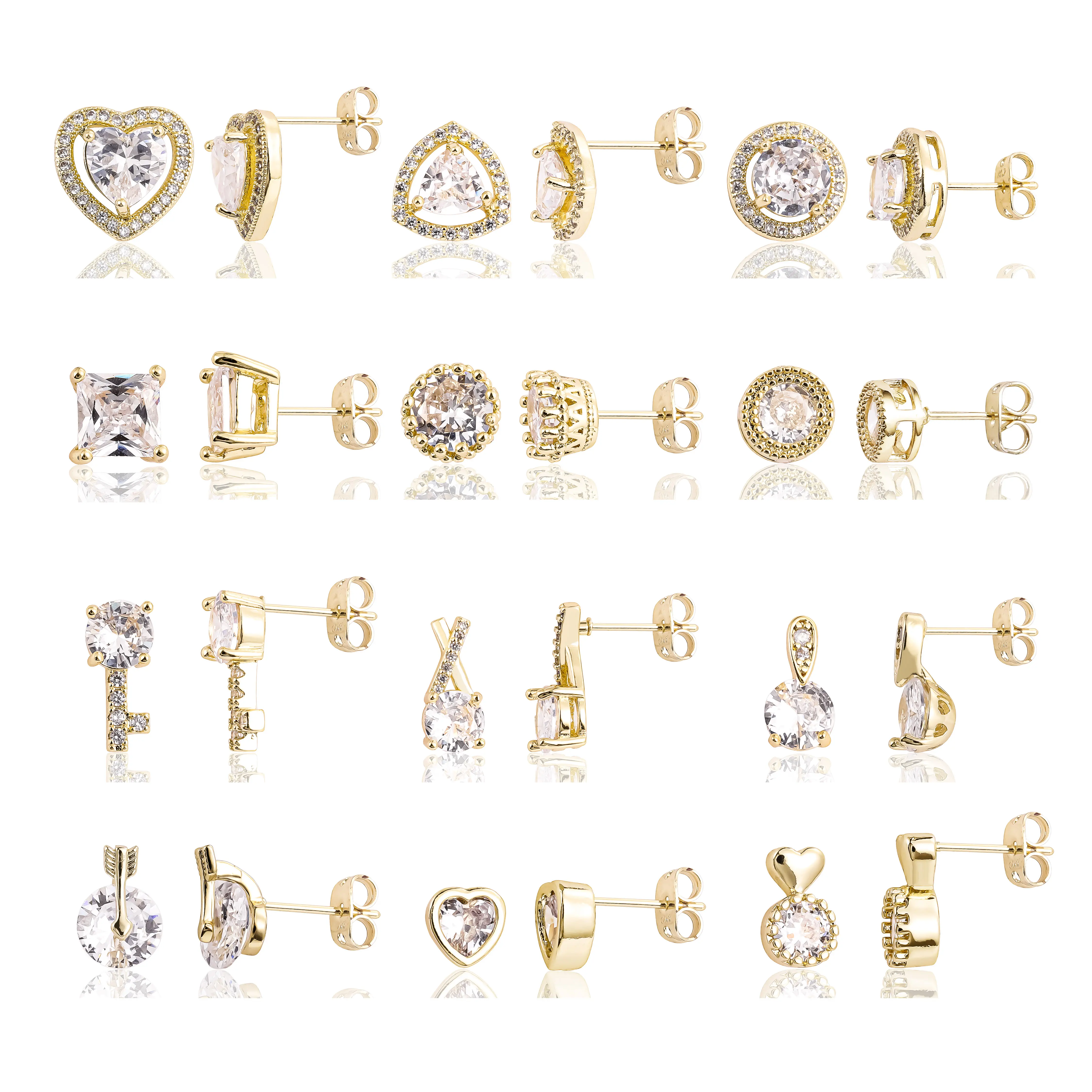 New oro laminado pendientes aretes de mujer 14K gold plated zirconia fine jewelry earring women lady hoops studs drop earring