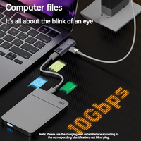 Nouvel adaptateur hub USB Type-C 2-en-1 10 Gbit/s à double port avec sortie CC pour ordinateur portable - Convertisseur et chargeur mâle/femelle