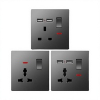 Prise murale électrique Baidiao à prix d'usine en gros, interrupteur mural gris ultra-mince standard britannique avec ports USB et Type-C