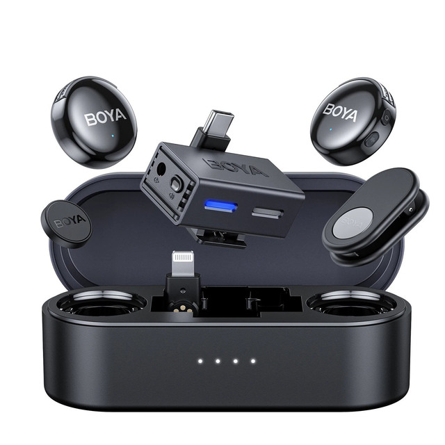 BOYA BOYALINK 3 Wireless Lapel Microphone for iPhone 15/16 Type-C Devices AI Noise Cancellation Lavalier Mic for Video Recording