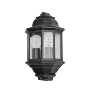 Aplicador exterior de aluminio negro IP44 38,5x22x12,5 cm, 2 bombillas E27, ideal para iluminación exterior, resistente a la intemperie. - Product Image 1