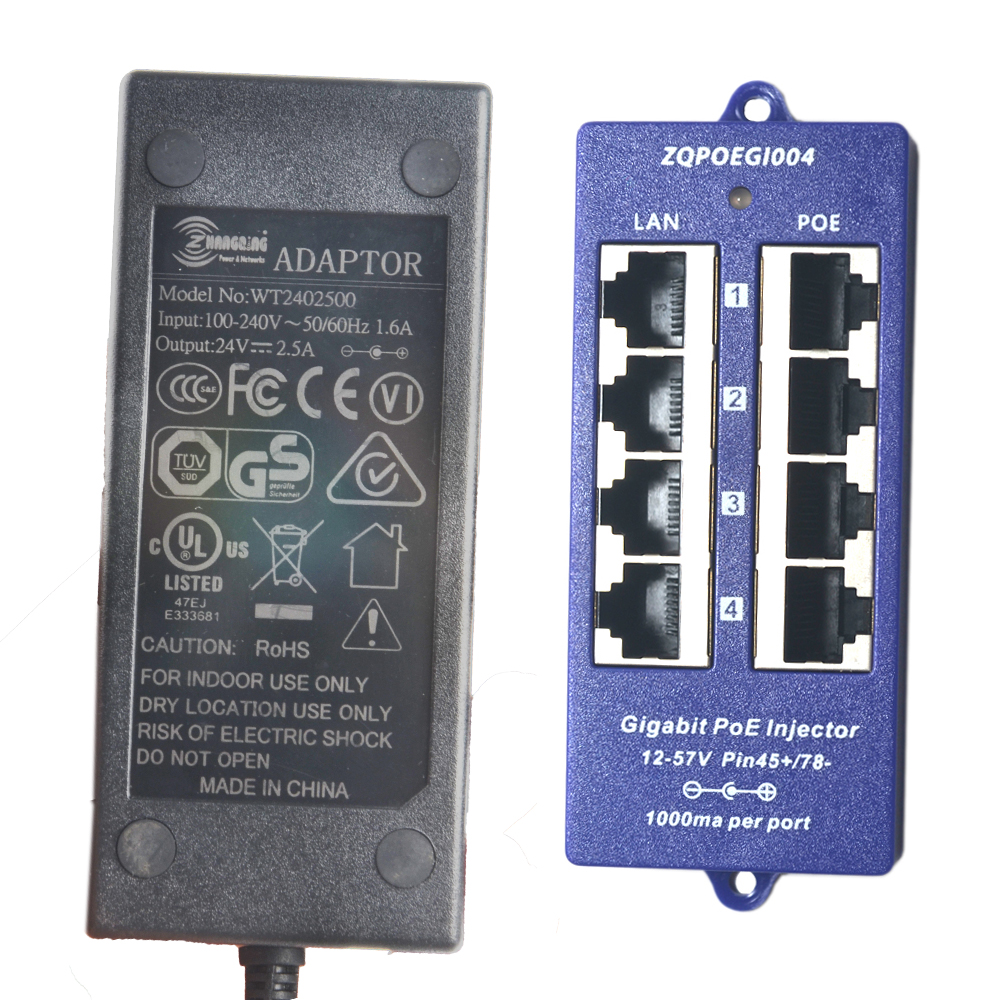 Многопортовый 24 в 60 Вт пассивный гигабитный Инжектор poe с 4 портами для устройств MikroTik/Ubiquiti