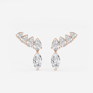 Pendientes de Oreja con Diamantes Cultivados en Laboratorio, Corte Marquesa, 4 Quilates, Forma de Pera, Joyería Elegante y de Lujo para Mujer, Estilo Moderno - Product Image 1