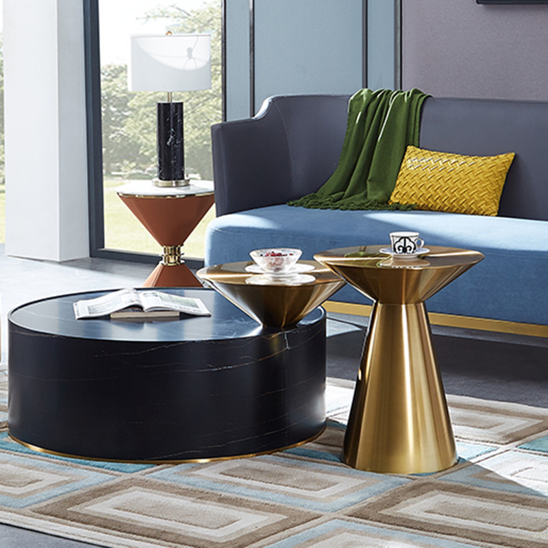 不锈钢拉丝角的几个小咖啡桌设计师轻软豪华金属活动圆桌会议