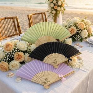 Abanicos Plegables de Seda Hechos a Mano con Impresión Digital, Variedad de Colores, Diseño Portátil, Estilo Simple, Recuerdos de Boda, Regalos Promocionales - Product Image 3