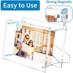 Cadres photo magnétiques en acrylique <span class=keywords><strong>transparent</strong></span> personnalisés en usine avec support Cubes cadeaux flottants <span class=keywords><strong>pour</strong></span> affichage de bureau à domicile - Product Image 4
