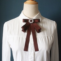 Nœud papillon pré-noué en polyester écologique noir avec long ruban et broche de col français, pour le marché international