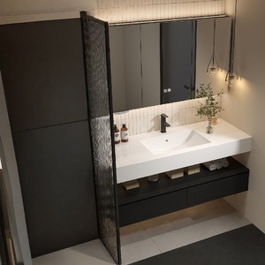 Simple and <b>light</b> luxury slate-mounted ceramic integrated basin bathroom sink - Product Image 1