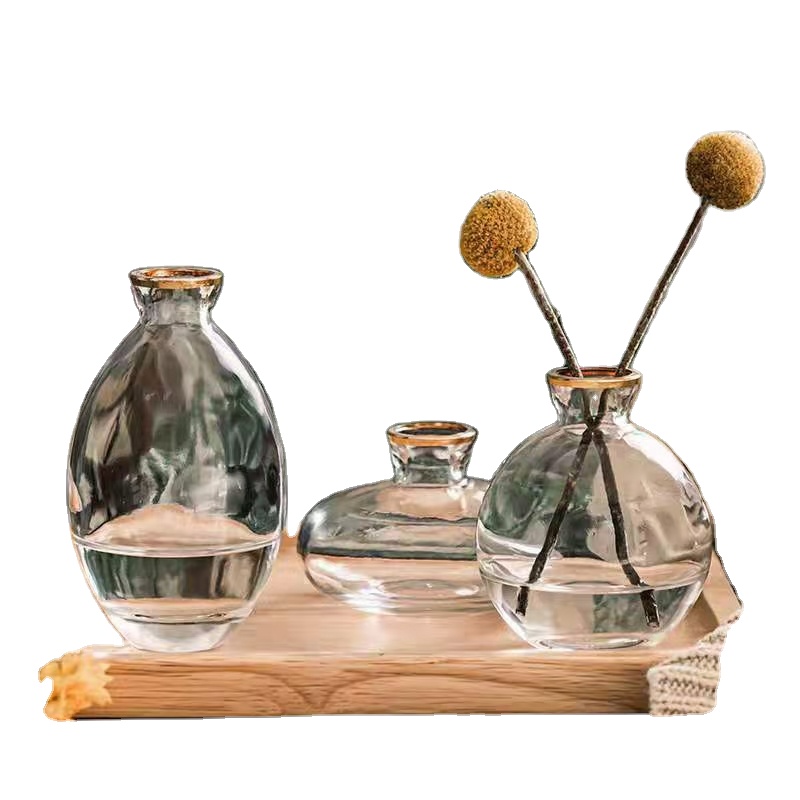 Clear Glass Vase Unique Modern Hand Blown Decorative for Gift Home Wedding Dining Kitchen Office Centerpieces Living Room Decor