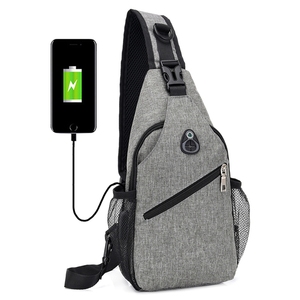 Custom logo BRANDED's Vogue Korean nylon raincoat breasted breasted MENS usb sports messenger bag - Product Image 1