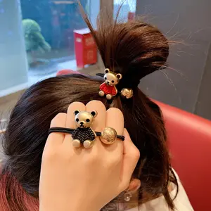 Korea New Style Bear Cartoon Hair Rope Cute Hair Scrunchies High Elastic Durable Rubber Band Pill Headband Hair Tie For Women