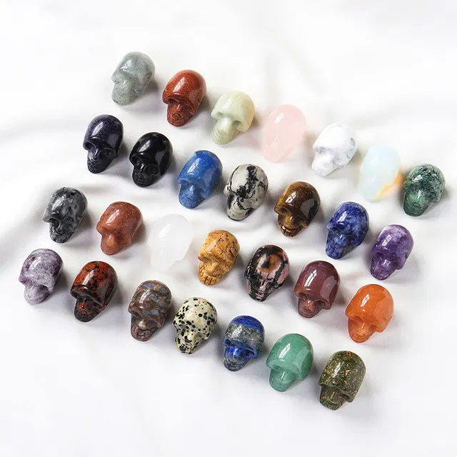 Natural Polished Gemstone Crystal Skulls Mexico Small Sizes Crystal Stones Bone Crystals Chakra Healing Craft Ball