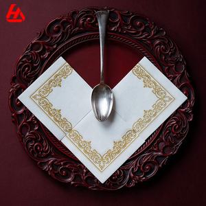 Белые с золотом Цветочные бумажные Коктейльные салфетки Airlaid для свадебного приема - Product Image 5