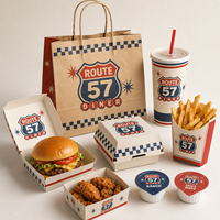 Boîte à frites jetable en papier pour emporter, emballage alimentaire personnalisé pour ailes de poulet, boîtes à hamburgers, conteneur pour plats à emporter rapides
