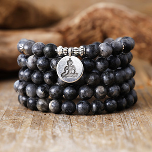 Bracelet en pierre naturelle, 108 perles, bijoux Mala noirs pour hommes et femmes, à porter au quotidien - Product Image 1