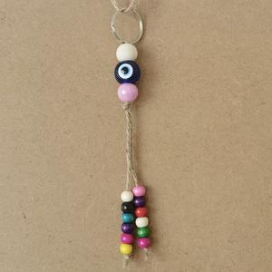 <span class=keywords><strong>Porte</strong></span>-clés turc tissé contre le mauvais œil avec alliage de zinc écologique et perles colorées - Accessoire de sac et pendentif de décoration intérieure - Product Image 1