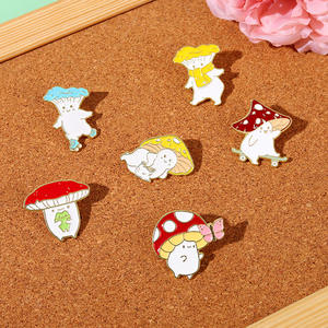 エナメルピンブローチかわいいマッシュルームラペルバッジ漫画植物エナメルピンバックパック服帽子面白いボタンピンジュエリーセット - Product Image 6