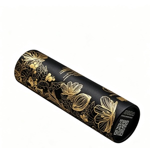 Boîte d'emballage cylindrique en papier kraft avec estampage à chaud pour thé, huiles essentielles, aliments et cosmétiques - Product Image 2