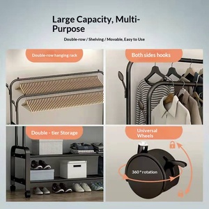 Porte-vêtements en métal blanc, fin, détachable, écologique, portable, avec revêtement en poudre, pour la maison, la cuisine, rangement, gain de place - Product Image 4